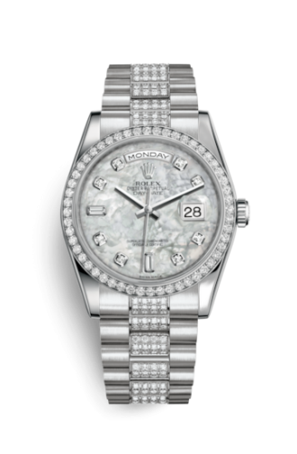 [118346-0073] Day-Date 36 Platinum Diamonds / President Diamonds / MOP