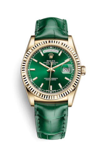 [118138-0003] Day-Date 36 Yellow Gold / Strap / Green