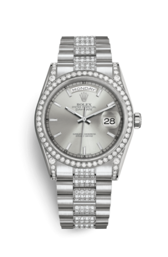 [118389-0109] Day-Date 36 White Gold Diamonds / President Diamond / Silver