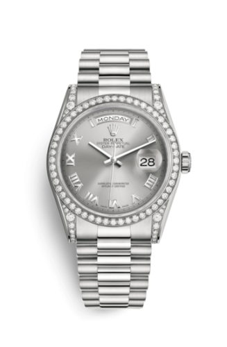 [118389-0025] Day-Date 36 White Gold Diamonds / President / Silver Roman