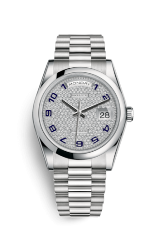 [118206-0085] Day-Date 36 Platinum Domed / President / Paved