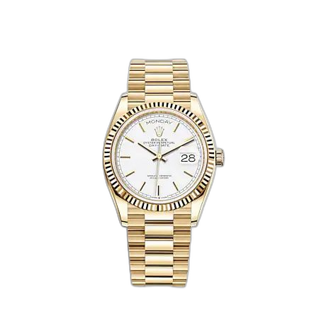 [128238-0081 (aka: M128238-0081)] Day-Date 36 Yellow Gold / Fluted / White / President