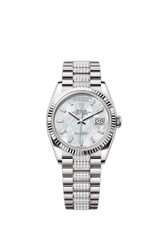 [128239-0066] Day-Date 36 White Gold / Fluted / MOP-Diamond / President-Diamond