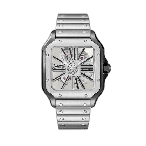 [WHSA0027] Santos de Cartier Large Skeleton Stainless Steel - ADLC