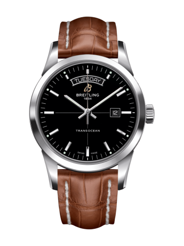 [A4531012/BB69/737P/A20BA.1] Transocean Day & Date Stainless Steel / Black / Croco / Pin