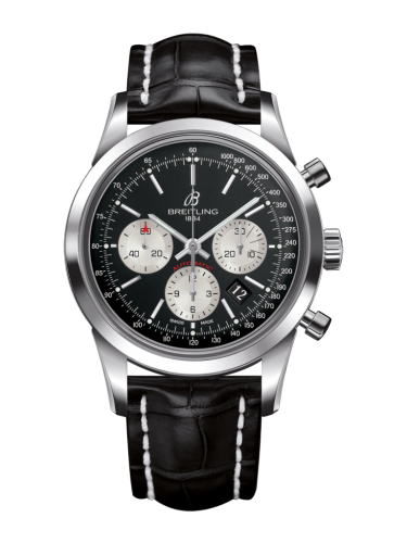 [AB015212/BF26/744P/A20D.1] Transocean Chronograph Stainless Steel / Reverse Panda / Croco / Folding