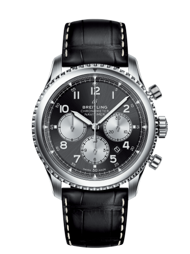 [AB0117131B1P1 (aka: AB0117131B1P1, AB011713.BG65.1010P)] Navitimer 8 B01 Chronograph 43 Stainless Steel / Black / Croco