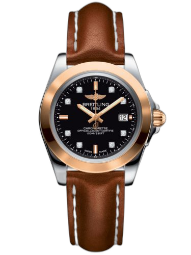 [C7133012/BF64/406X/A14BA.1] Galactic 32 Sleek Edition Stainless Steel / Rose Gold / Trophy Black Diamond / Calf