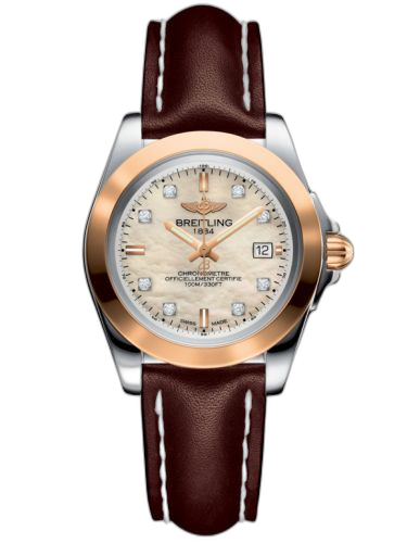 [C7133012/A803/410X/A14BA.1] Galactic 32 Sleek Edition Stainless Steel / Rose Gold / Pearl Diamond / Calf