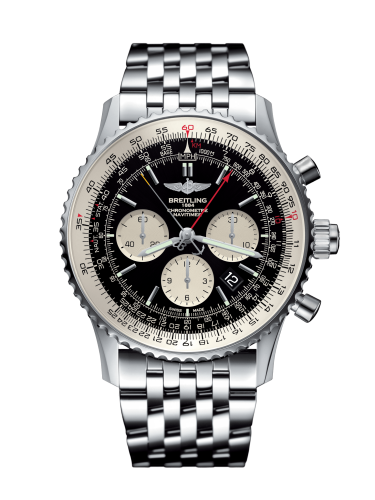 [AB031021/BF77/453A] Navitimer Rattrapante Stainless Steel / Black / Bracelet