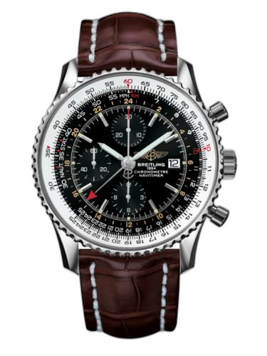 [A2432212/B726/756P/A20BA.1] Navitimer World Stainless Steel / Black / Croco / Pin
