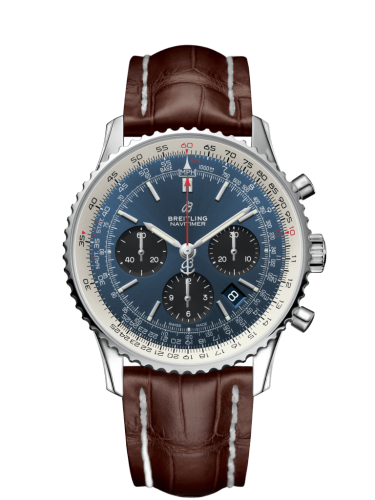 [AB0121211C1P4 (aka: AB012121-CA04-740P-A20D.1)] Navitimer 1 B01 Chronograph 43 Stainless Steel / Blue / Croco / Folding