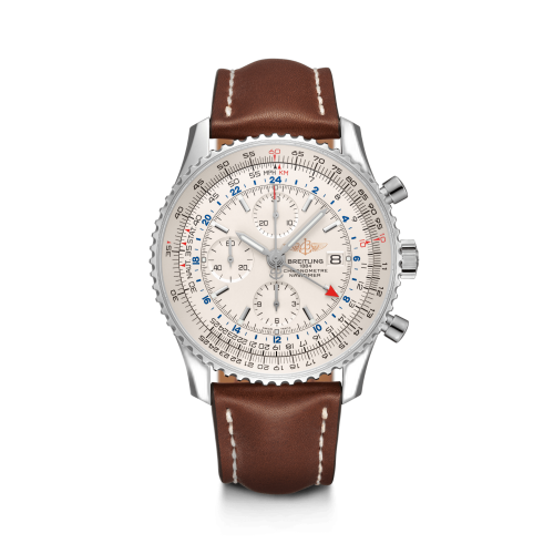 [A24322121G1X1] Navitimer World Stainless Steel / Silver / Calf / Pin
