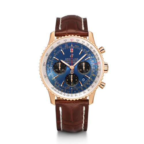 [RB0121211C1P4] Navitimer 1 B01 Chronograph 43 Red Gold / Blue / Croco / Folding