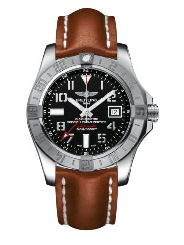 [A3239011/BC34/433X/A20BA.1] Avenger II GMT Stainless Steel / Volcano Black / Calf / Pin