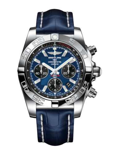 [AB011012/C789/731P/A20BA.1] Chronomat 44 Stainless Steel / Blackeye Blue / Croco / Pin