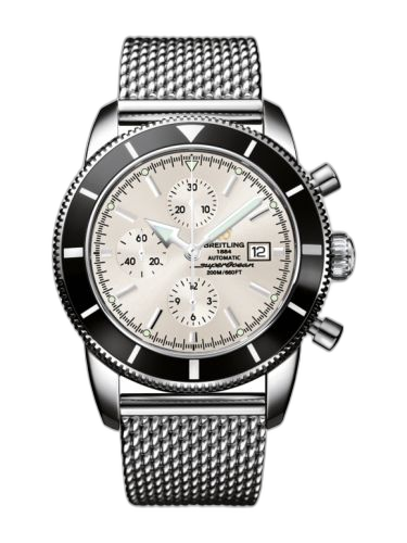 [A1332024.G698.152A] Superocean Heritage 46 Chronograph Stainless Steel / Black / Stratus Silver / Milanese