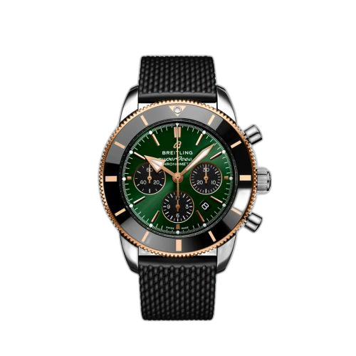 [UB01622A1L1S1] Superocean Heritage II B01 Chronograph 44 Stainless Steel / Red Gold / Green