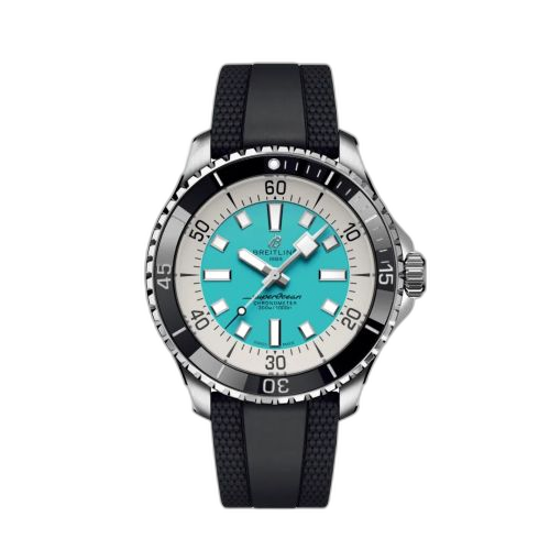 [A17376211L2S1] SuperOcean Automatic 44 Stainless Steel / Turquoise / Rubber