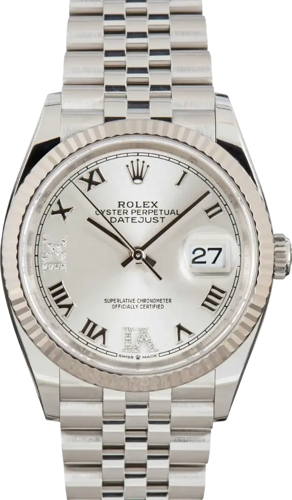 Rolex Datejust 36 Stainless Steel / Fluted / White Roman / Jubilee
