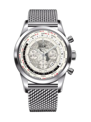 [AB0510U0.A790.152A] Transocean Chronograph Unitime Stainless Steel / Silver / Milanese