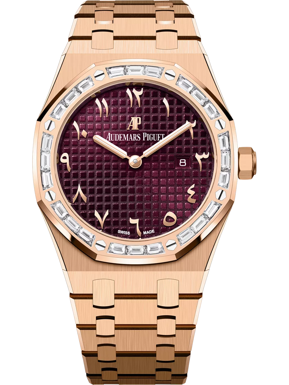 [67656OR.ZZ.1261OR.01] Royal Oak 67656 Quartz Pink Gold - Baguette / Purple - Eastern Arabic