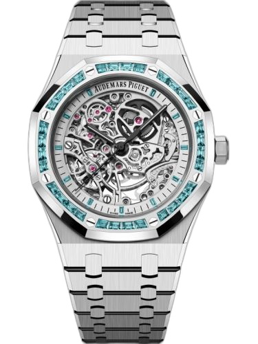 [15412BC.TO.1220BC.01] Royal Oak 41 Double Balance Wheel Openworked White Gold / Topaz