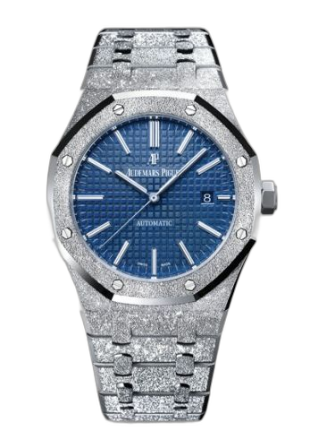 [15410BC.GG.1224BC.01] Royal Oak 15410 Frosted White Gold / Blue