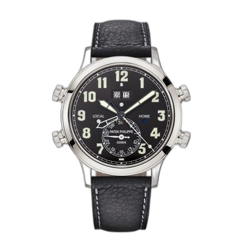 [5520P-001] Calatrava Pilot Travel Time Alarm 5520 Platinum / Black