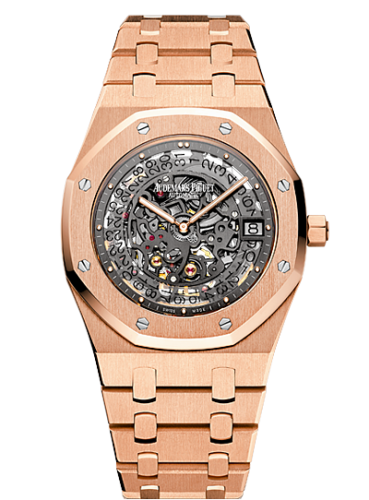 [15204OR.OO.1240OR.01] Royal Oak 15204 Openworked Extra-Thin Pink Gold
