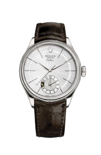 [50529-0009] Cellini Dual Time White Gold / Silver / Alligator Brown
