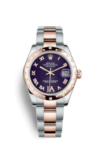 [178341-0011] Datejust 31 Rolesor Everose Domed Diamond / Oyster / Purple Roman
