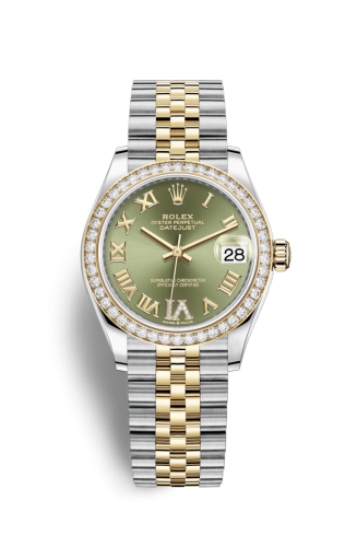 [278383rbr-0016] Datejust 31 Stainless Steel / Yellow Gold / Diamond / Olive - Roman / Jubilee