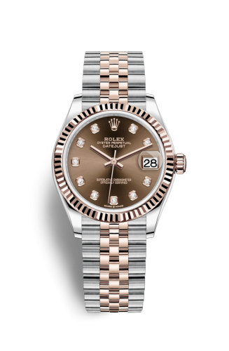 [278271-0028] Datejust 31 Stainless Steel / Rose Gold / Fluted / Chocolate - Diamond / Jubilee