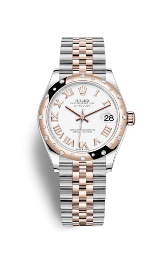 [278341rbr-0002] Datejust 31 Stainless Steel/ Rose Gold / Domed - Diamond / White - Roman / Jubilee
