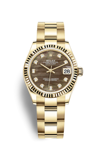 [278278-0037] Datejust 31 Yellow Gold / Fluted / Black MOP / Oyster