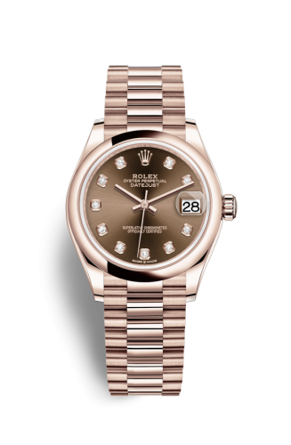 [278245-0016] Datejust 31 Rose Gold / Domed / Chocolate - Diamond / President