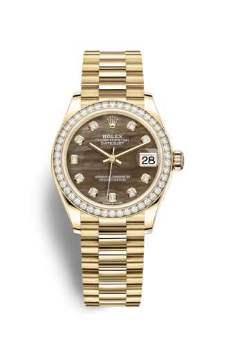 [278288rbr-0032] Datejust 31 Yellow Gold / Diamond / Black MOP / President