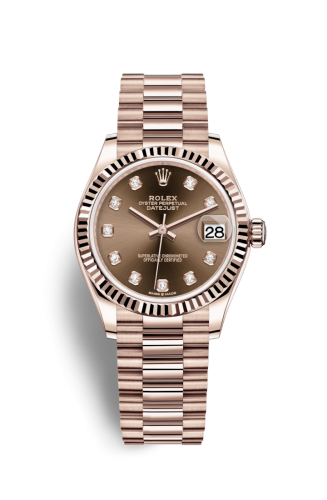 [278275-0010] Datejust 31 Rose Gold / Fluted / Chocolate - Diamond / President