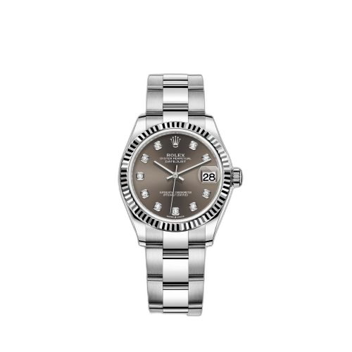[278274-0007] Datejust 31 Stainless Steel Fluted / Oyster / Grey - Diamonds