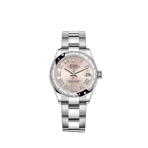 [278344rbr-0025] Datejust 31 Stainless Steel Domed Diamond / Oyster / Pink - Roman