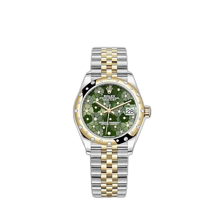 [278343RBR-0032] Datejust 31 Stainless Steel / Yellow Gold / Domed - Diamond / Olive - Floral / Jubilee