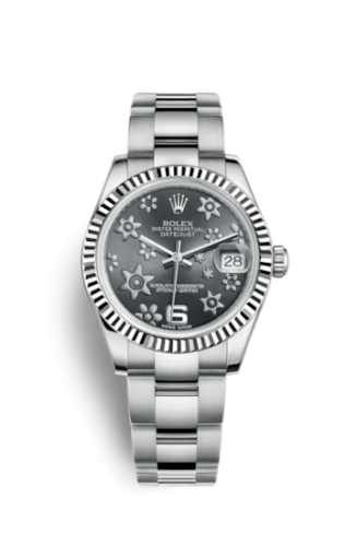 [178274-0091] Datejust 31 Stainless Steel Fluted / Oyster / Dark Rhodium Floral