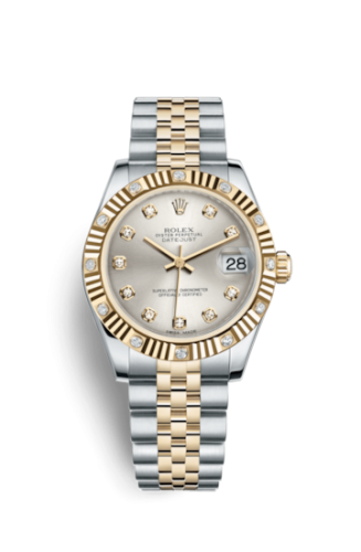 [178313-0027] Datejust 31 Rolesor Yellow Fluted Diamond / Jubilee / Silver Diamond