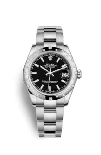 [178344-0057] Datejust 31 Stainless Steel Domed Diamond / Oyster / Black