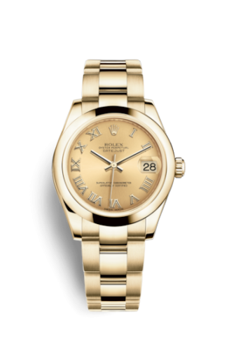 [178248-0079] Datejust 31 Yellow Gold Domed / Oyster / Champagne Roman