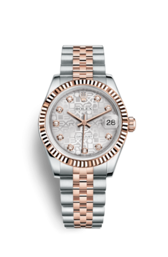 [178271-0024.] Datejust 31 Rolesor Everose Fluted / Jubilee / Silver Computer