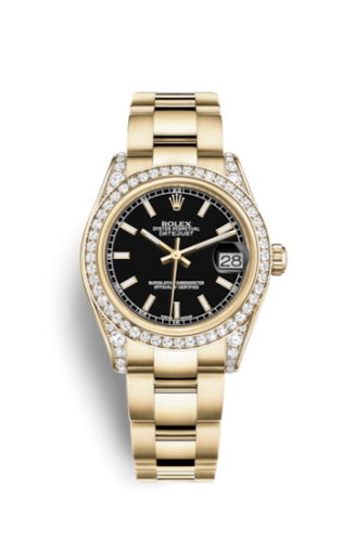 [178158-0089] Datejust 31 Yellow Gold Diamond / Oyster / Black