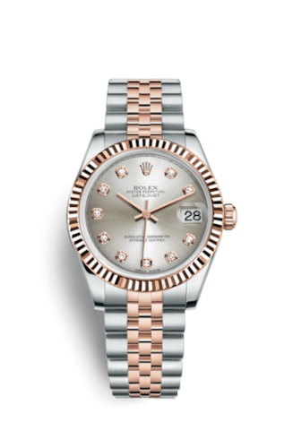 [178271-0030] Datejust 31 Rolesor Everose Fluted / Jubilee / Silver Diamond