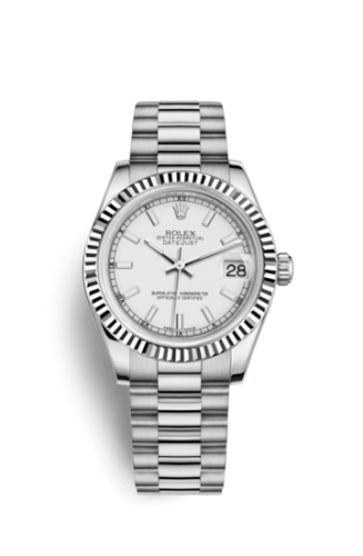 [178279-0079] Datejust 31 White Gold Fluted / President / White